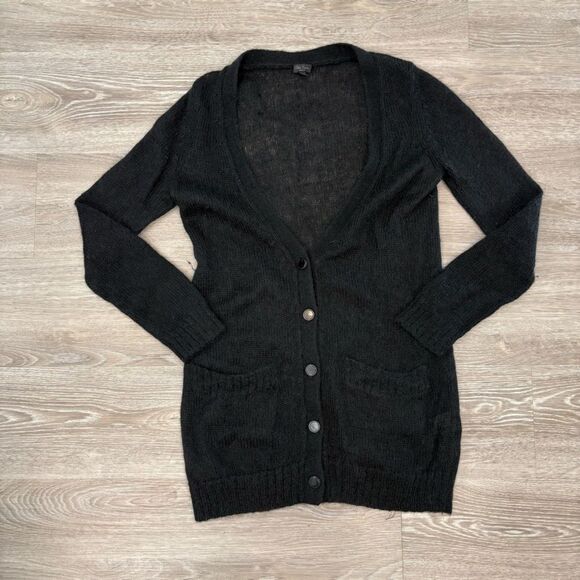 Talula Babaton Black Mohair Cardigan Button Up V-neck Front pockets sz XS - Picture 1 of 9
